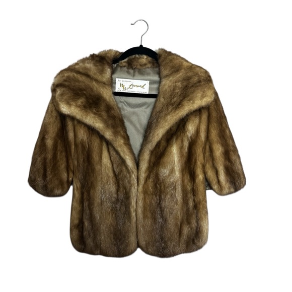 New York Fur Shop Jackets & Blazers - Vintage Mr. Leonard The New York Fur Shop of South Bend Brown Mink Cape Shawl